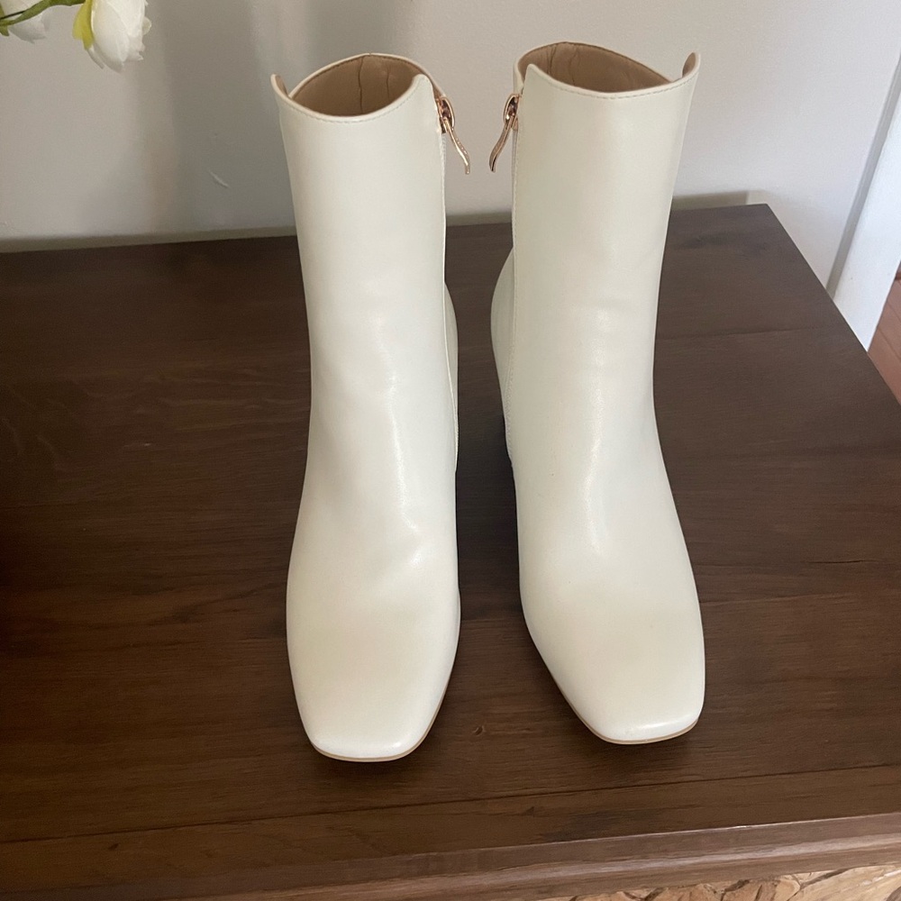 Elegant Cream Ankle Boots